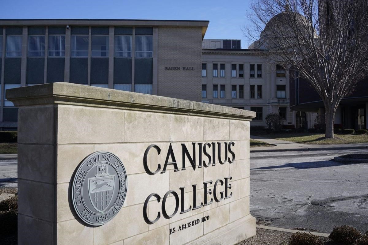 Canisius college sign in front of Bagen Hall